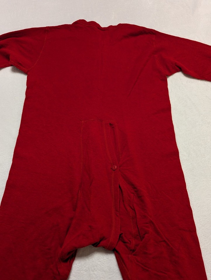 DUOFOLD Union Suit Men Wool Blend Thermal Button Up Red Medium Vintage USA eBay