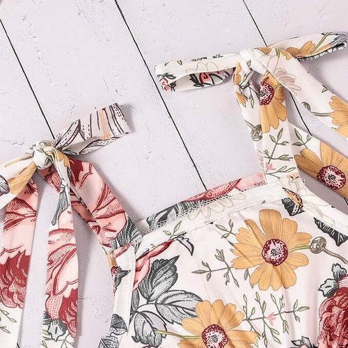Newborn Baby Girl Clothes Floral Sleeveless Romper Jumpsuit Set And Headband - Picture 9 of 14