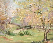 Vintage Spring Landscape Giclee Canvas Art Print Reproduction from the 1800s