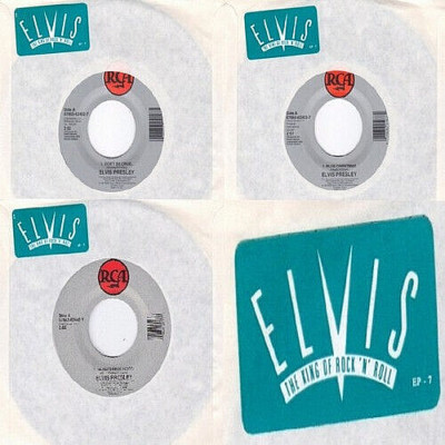 King ELVIS Presley Blue Xmas   Dont Be Cruel   Hound Dog LAST 3 RCA US 45s + P/S