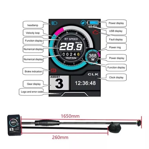 E-Bike Electric Bicycle Panel UKC1 Color Screen LCD Display Control Panel - Picture 9 of 12