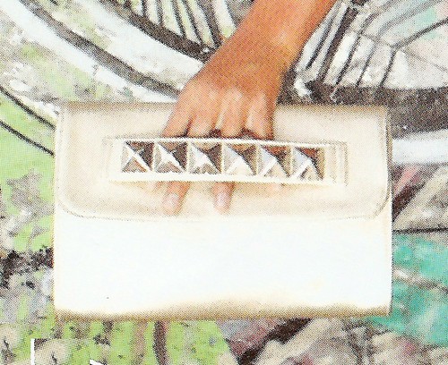 JJ Winters KYLE #360 Clutch Platinum Metallic Leather Studs Alesssandra BNWT - Picture 2 of 8