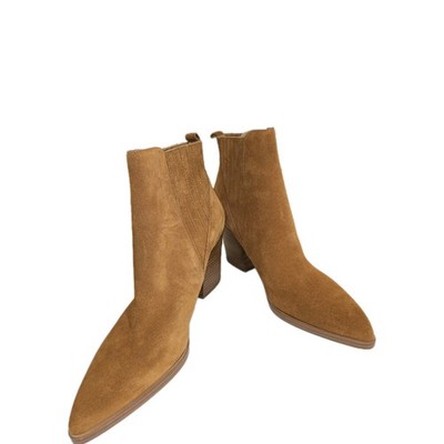 Marc Fisher Alva Pointed Toe Bootie Pull On Brown Suede Women's Sz 11 Nwob
