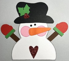 Snowman Scrapbook Embellishment Die Cut Winter Christmas Whimsical Layout    