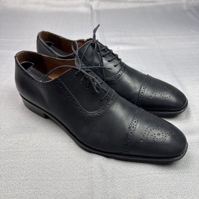 Black Brown 1826 Brogue Cap Oxford Lace Up Dress Shoes in Black SZ 12 Black Brown 1826 Classic Brogue Cap Toe Oxford Black Leather  main image 4