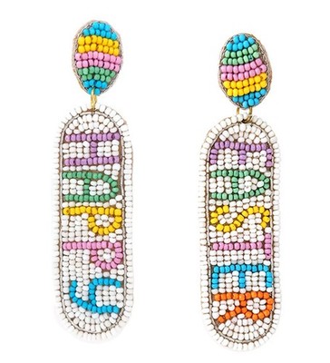 Easter Theme Happy Easter Beaded Dangle Earrings Multi Color