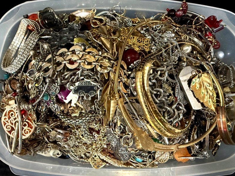 10 POUNDS Broken & Tangled Jewelry for Parts, Repair, Repurpose, Mostly Metal