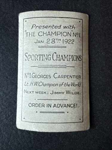 1922-23 The Champion Sporting Champions Georges Carpentier #1 VG - Picture 4 of 6