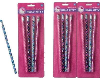Qty 3 Hello Kitty HB Pencil Set 12 Wood Pencils Sanrio School Party Favors Gift