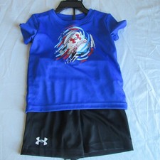 Under Armour Toddler Boy T-Shirt Top  Shorts Black Blue Multi 18 mos NWOT