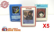 5x 8-TRACK CASSETTE - CLEAR FOLDING PLASTIC PROTECTIVE BOX/SLEEVE