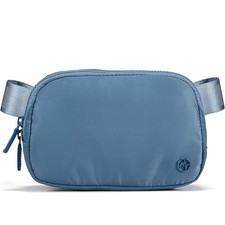 Two Way Zipper Fanny Pack Nylon Everywhere Belt Bag for Women, Indigo Blue