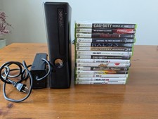 Microsoft Xbox 360 S Console Slim Black (1439) With Power Cable & 15 Games 