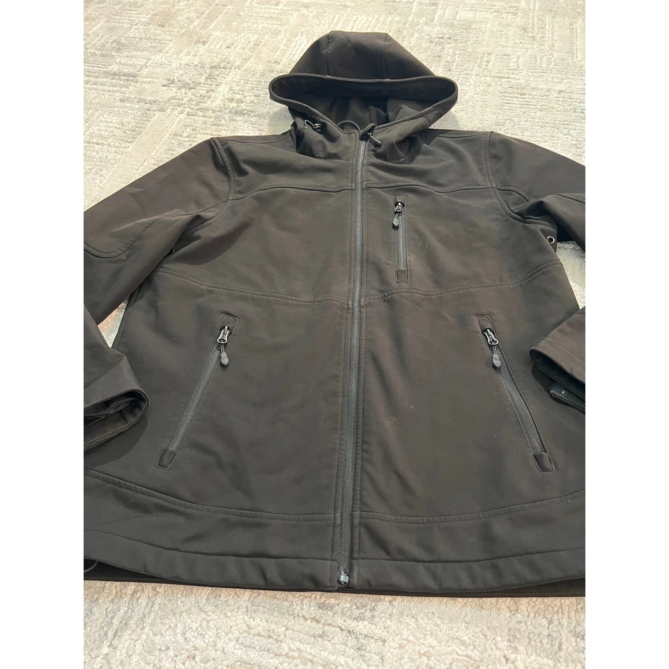 男式 Guess 黑色连帽软壳夹克 L 码防水户外 — 第 4/4 张图片