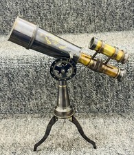 Vintage Brass Telescope on Tripod Stand Antique Style Desktop Brass Telescope