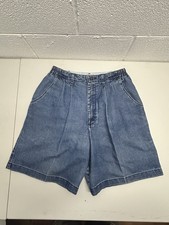 Vintage 90  s high waisted Lee denim shorts elastic sides sz 12 Pleated Mom Jean