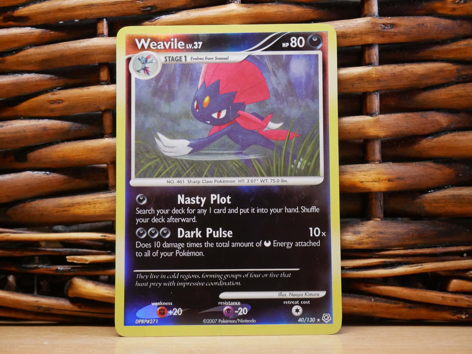 Pokemon WEAVILE 40/130 REV HOLO RARE | LP Light Play | Diamond & Pearl | 2007