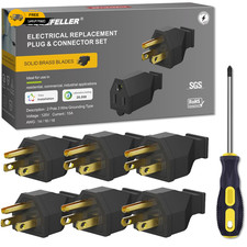 6PCS NEMA 5-15P 15A 125V Male Replacement Plug Extension Cord End Kit Grounding