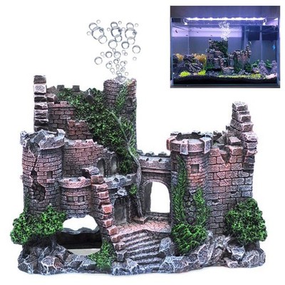 fazhongfa Aquarium Castle Air Bubbler Fish Tank Decorations for Betta Fish Or...