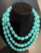 23 Inch Matinee Length Turquoise Bead Necklace, Knotted