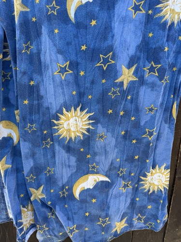 Vitg 90's Hanes Home King Sheet Set Blue Celestial Sun Moon Star Cotton Flannel