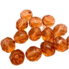 Czech Glass Faceted Beads Topaz 10mm Qty:19