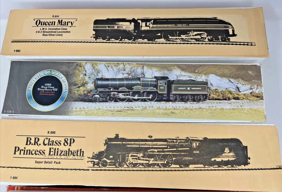 HORNBY RAILWAYS ASSORTED TRAIN BOXES X 5 ,R050/R072/R080/R349/R685 SOME INSERTS - Image 2 of 4