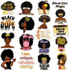18PCS Black Girl Iron on Patches Cute Afro Girl Magic Gifts for Applique Embroid