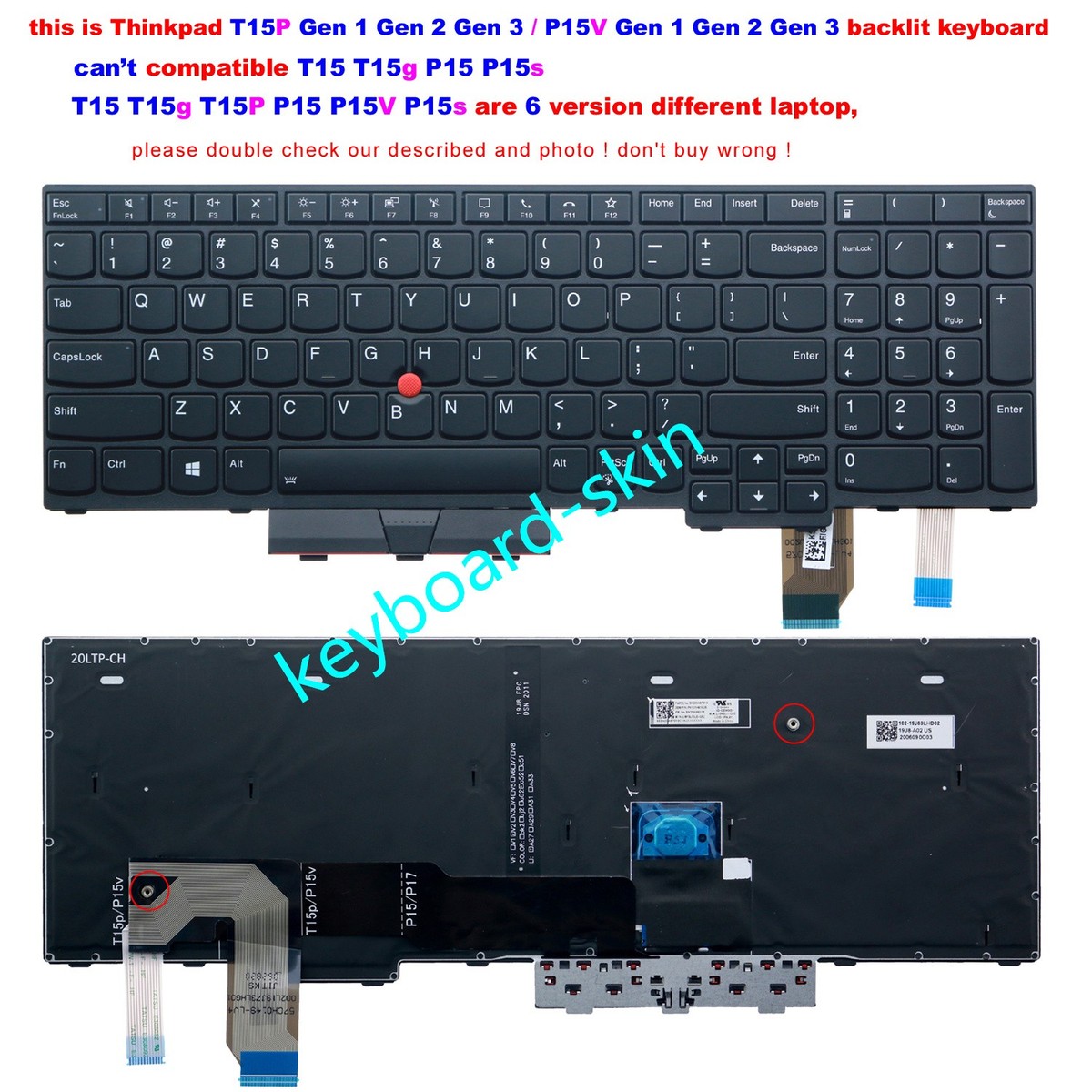 US Backlit Keyboard For Lenovo Thinkpad T15P Gen Gen Gen