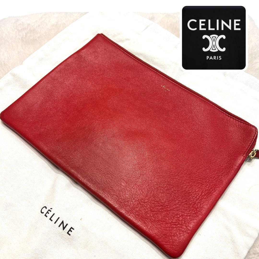 Celine Leather Clutch Bag with Gold-Tone Hardware