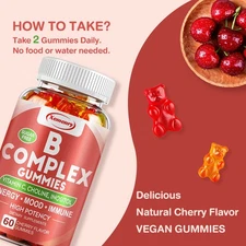 Vitamin B Complex Gummies -with Vitamin C- Support Skin Health, Enhance Immunity