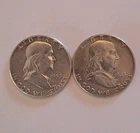 Lot Of 2 Franklin Liberty Bell Half Dollars 90% Silver $1.00 Face value
