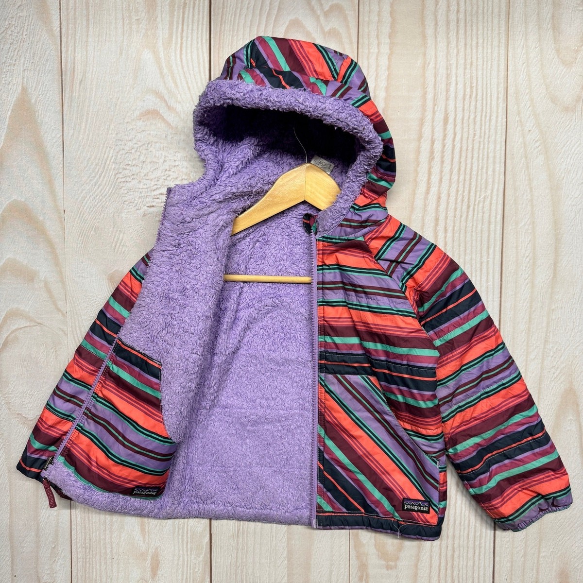 Patagonia Girls Toddler 4T Reversible Tribbles Hoody Jacket Sherpa