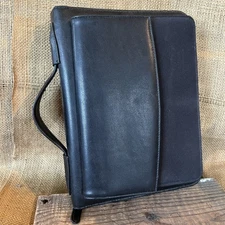 DayTimer Black Leather cover Handle on spine, Soft Expensive Look, needs refill