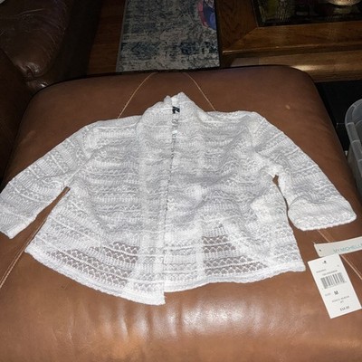 My Michelle Kid Girls Size Medium White Open-Front Knit Cardigan