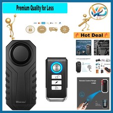 Wireless Bike Alarm 113dB Vibration Sensor Waterproof with Remote   Black
