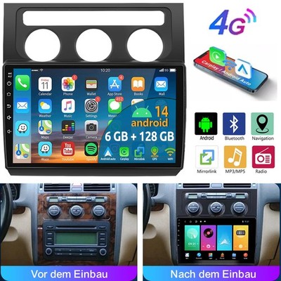 6+128GB Android 14 Autoradio Für VW Touran 1T1 1T2 1T3 2004-2008 GPS NAVI BT RDS