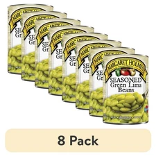 (8 pack) Margaret Holmes Seasoned Green Lima Beans, Canned Beans, 15 oz