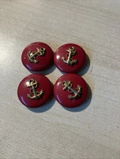 WWII U.S Navy USN Lot of Four Red Buttons with Plastic w/brass anchor 15/16”