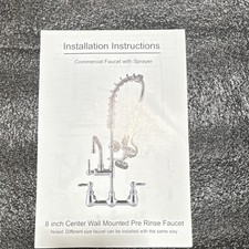 8 in Center Wall Mount Commercial Pre-Rinse Faucet w/ Sprayer, Lever Handle