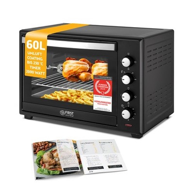 Minibackofen 60L 2000 W Premium-X Coating Timer 60 Minuten Thermostatsteuerung