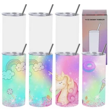 8 Pack 15oz Sublimation Tumblers Blank Skinny Straight Bulk with Gift Boxes