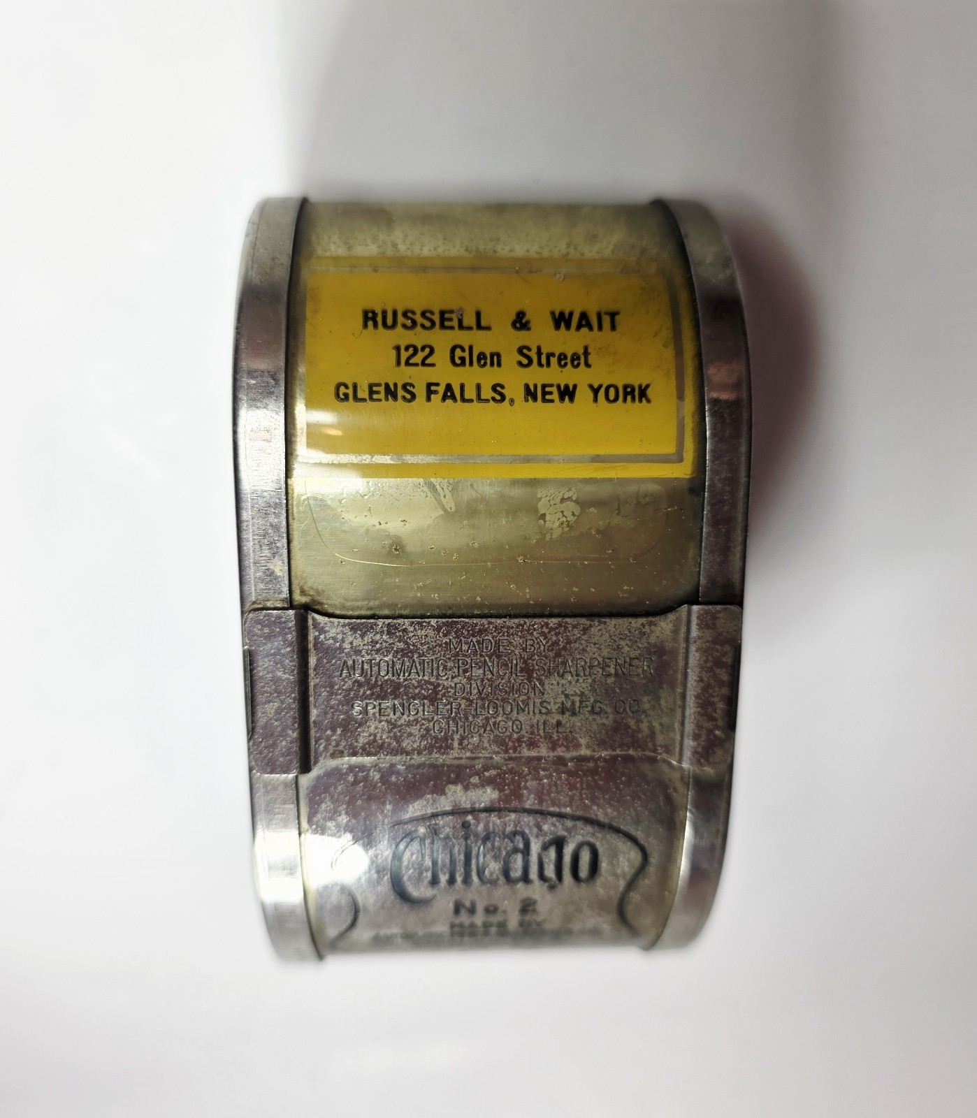 Vintage 1920's APSCO No 2 Pencil Sharpener Made In Chicago IL for Glens Falls NY