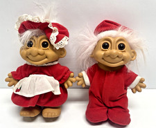 Vintage Russ Troll Santa And Mrs. Claus - 8.5" PJs Pajamas Dress