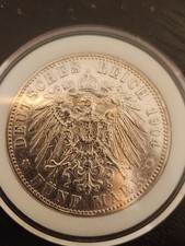 1904 A German States Prussia 5 Funf Mark Silver Coin - KM# 523