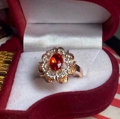 Ruby And Sapphire Ring Scalloped Shape Setting Rose Gold Band Size 7