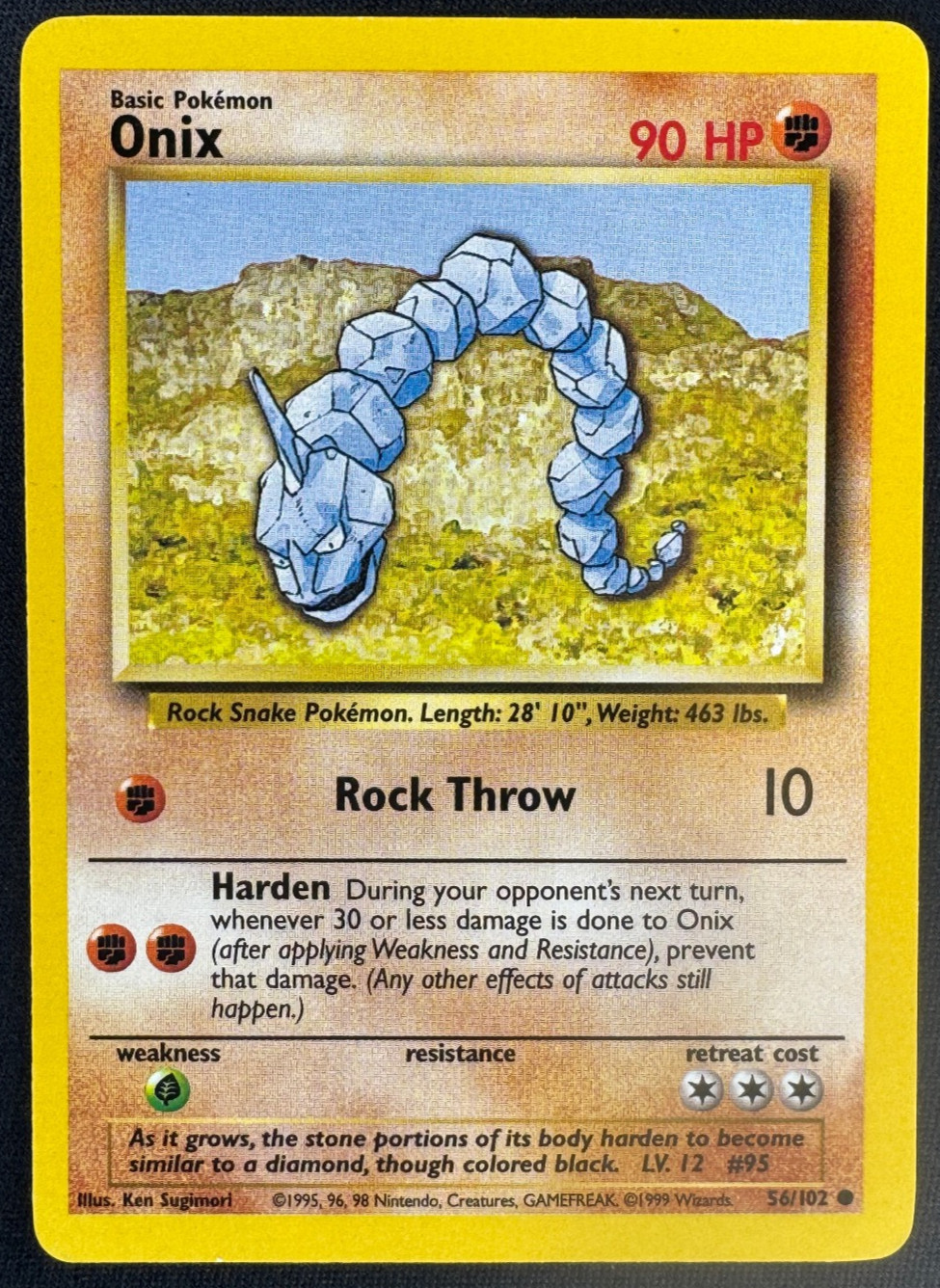 ONIX 56/102 MP COMMON BASE SET UNLIMITED POKEMON 1999