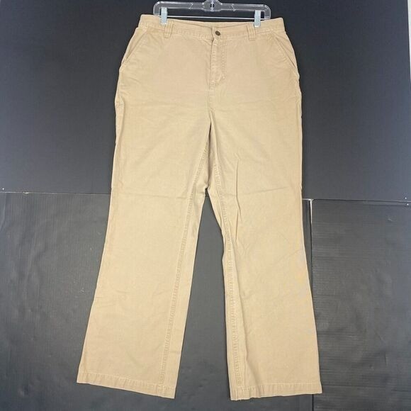 Lauren Ralph Lauren Womens Beige Khaki Casual Wide Leg Pants Sz 14W 100% Cotton