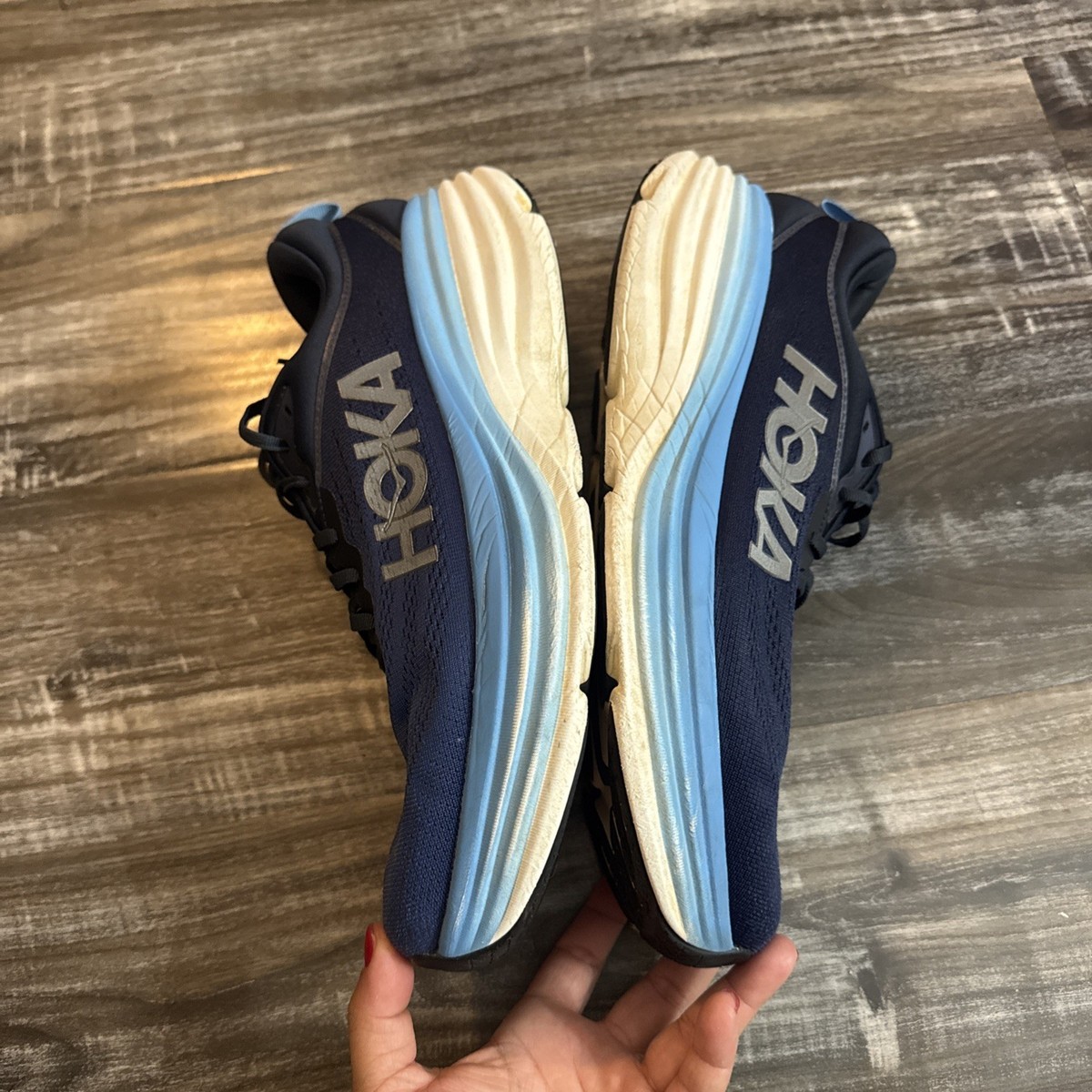 Hoka One One Men Bondi 8 Blue Outer Space Running Shoe  display picture 2
