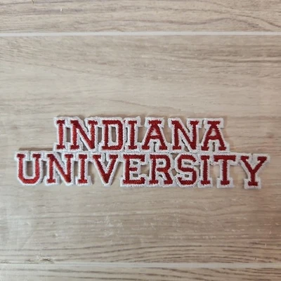 Indiana University Iron On Embroidered Patch - Red Letters With With Eding